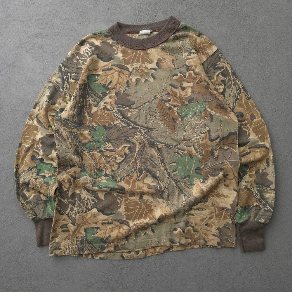 Vintage 90s Brown Camouflage Long Sleeve T-shirt Women's S Advantage Camo USA